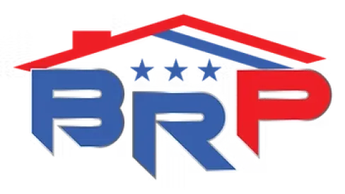 BRP logo with blue and red letters, three stars, and a red and blue roof shape above the letters.