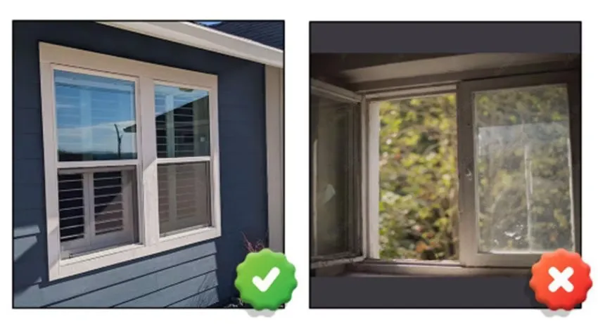 windows-1 Side-by-side windows: left has a green check, right has a red X, showing correct and incorrect installation.