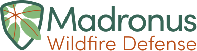 logo 1 Madronus Wildfire Defense logo with leaf and shield graphic on the left.