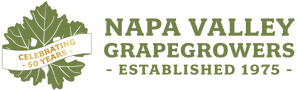 napa-vallet Napa Valley Grapegrowers logo with a banner reading "Celebrating 50 Years – Founded 1975".